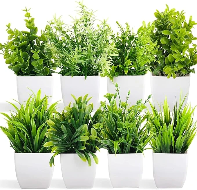 Dekorly Artificial Potted Plants, Artificial Plastic Eucalyptus Plants Small Ind